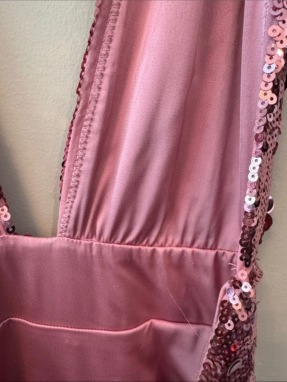 Oh Polly Rose Gold Sequin Plunge Gown - Picture 5 of 6